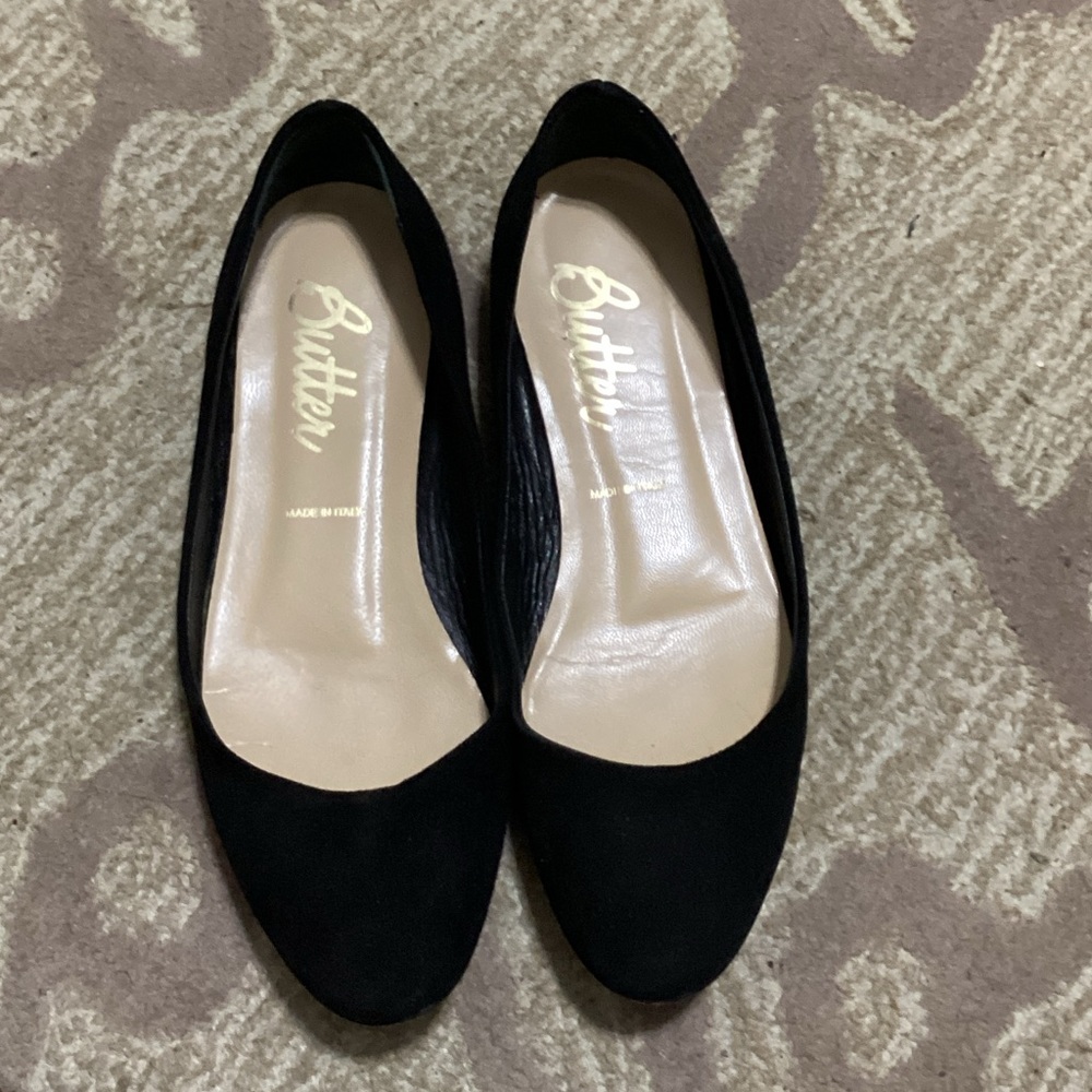 Butter Suede Black Flats